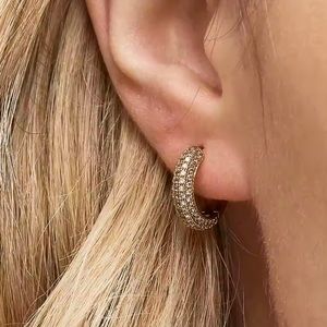 Gold diamond mini hoops